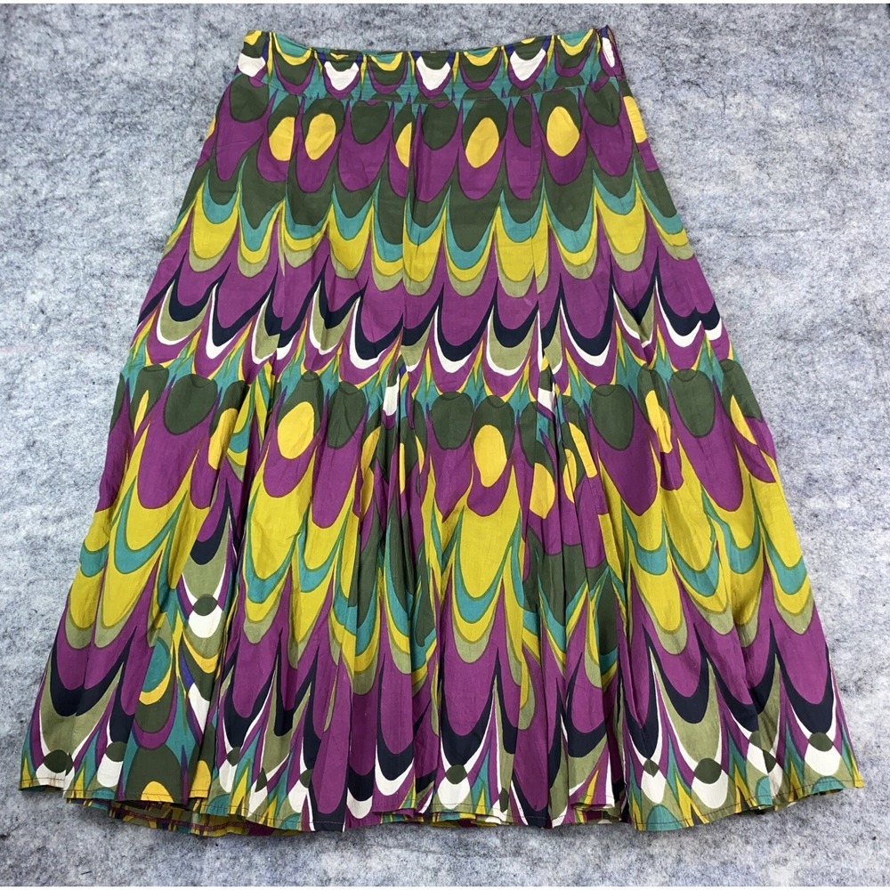 Soho Compagne Skirt Women's 8 Colorful Geometric Lined Midi A-Line